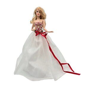 2010 Holiday Barbie Doll Collector Edition Red & White Dress Christmas R4545 Mat
